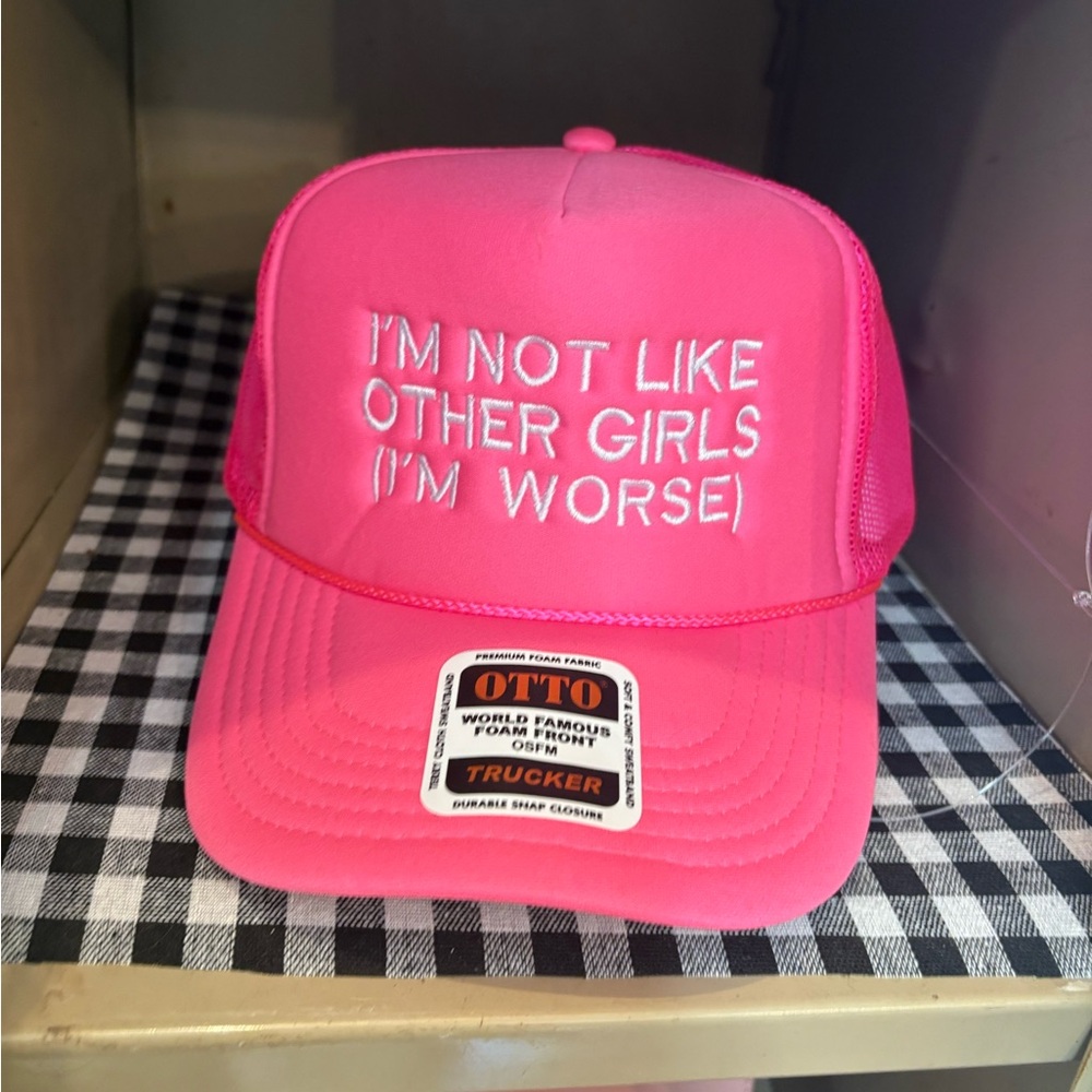 “I am not like other girls (I’m worse) Otto Pink Trucker Cap